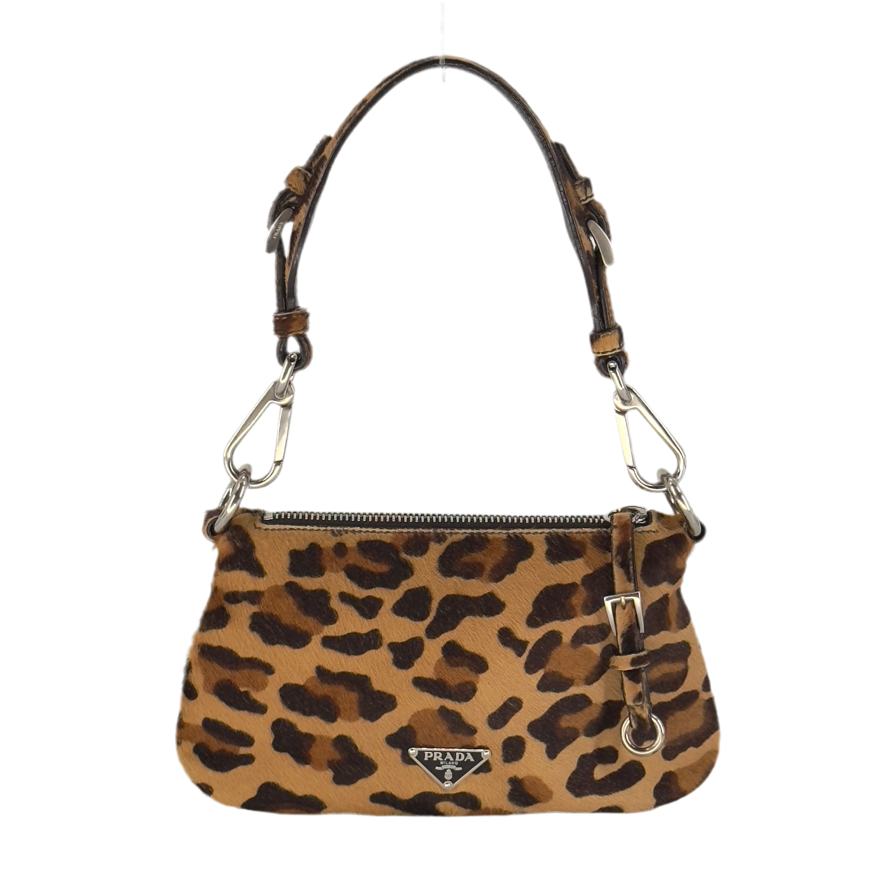 Prada Leopard Calf Hair Shoulder Bag Miele Moro