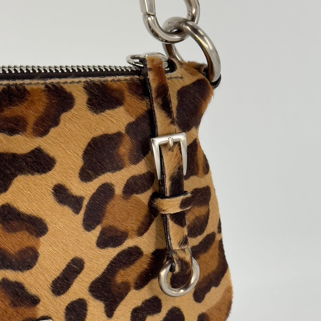 Prada Leopard Calf Hair Shoulder Bag Miele Moro