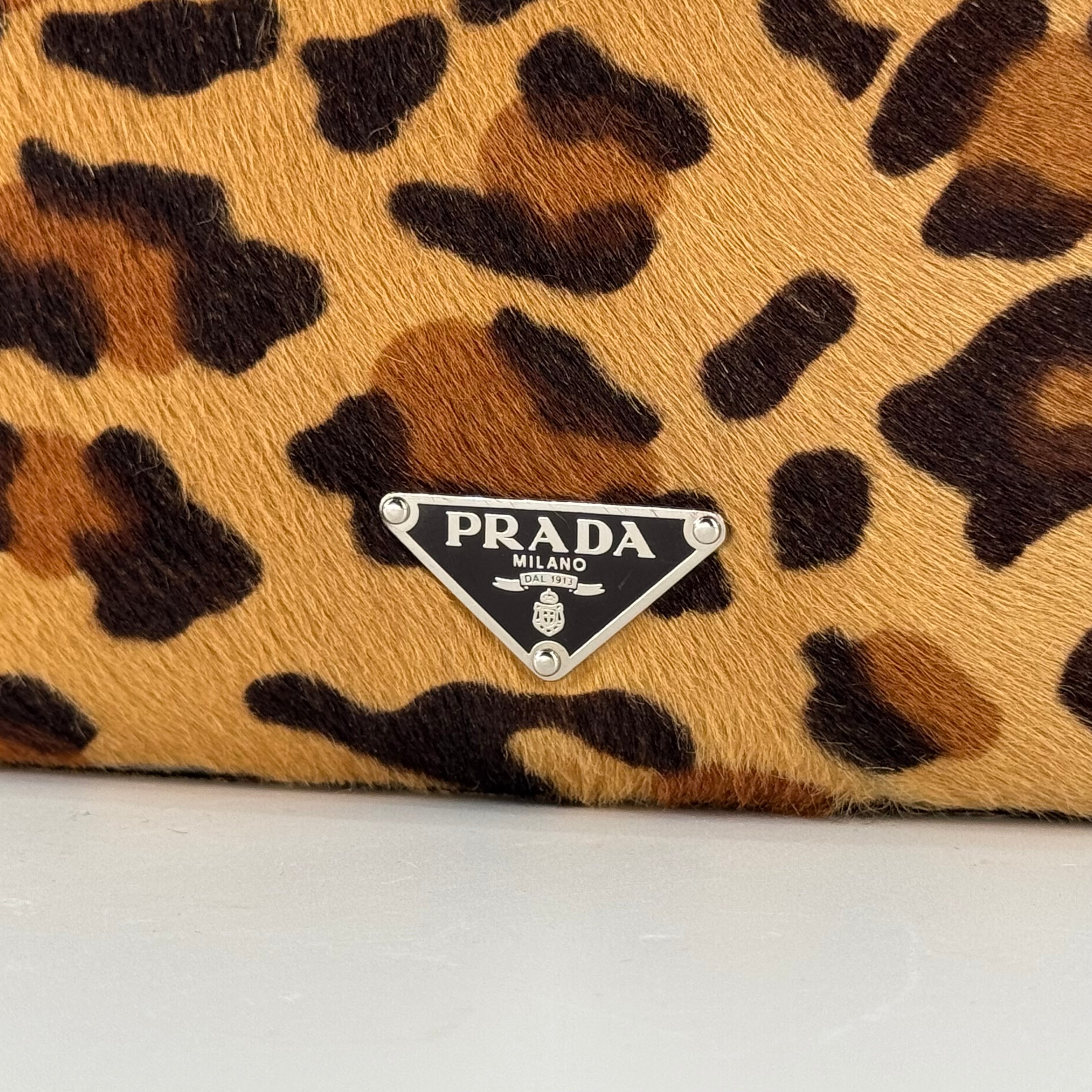 Prada Leopard Calf Hair Shoulder Bag Miele Moro