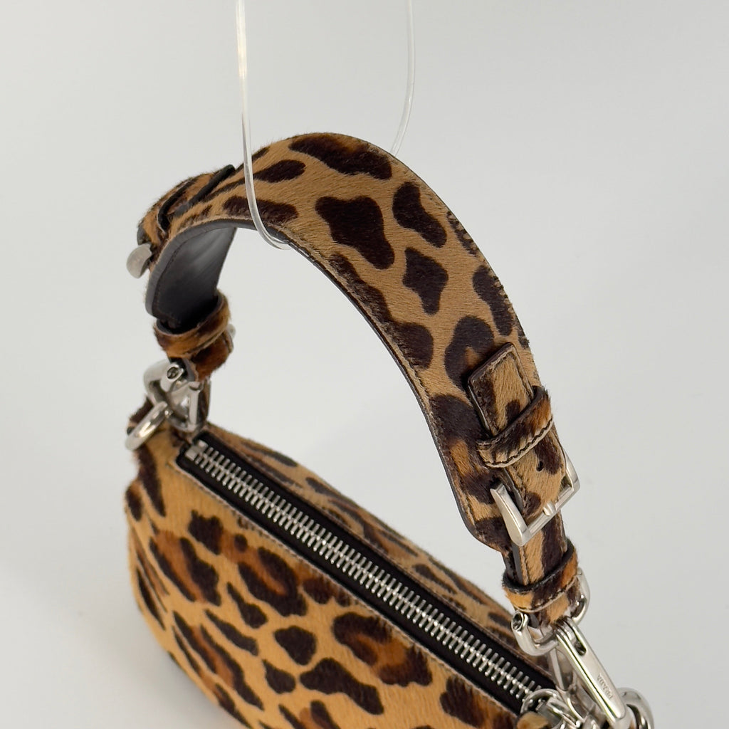 Prada Leopard Calf Hair Shoulder Bag Miele Moro