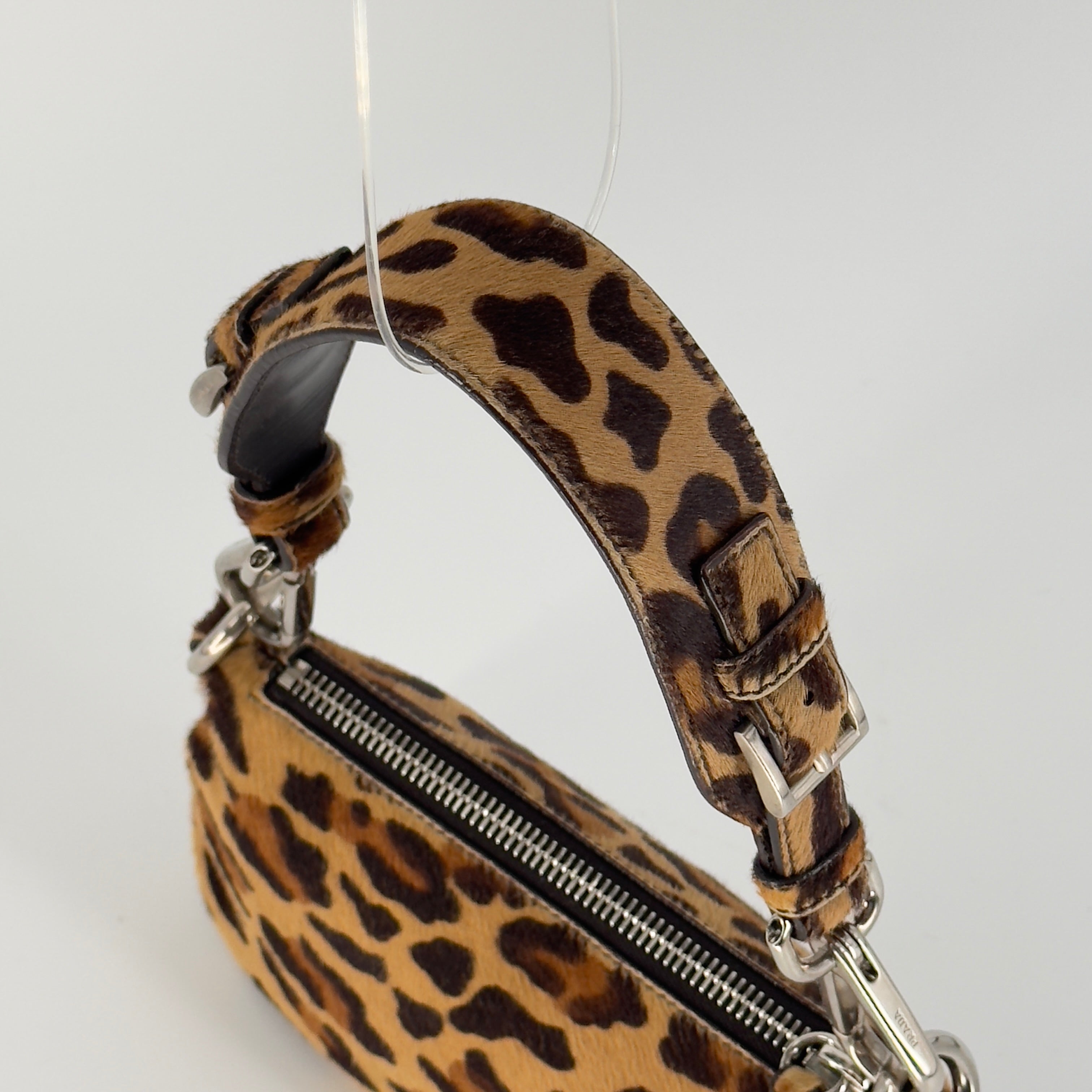Prada Leopard Calf Hair Shoulder Bag Miele Moro