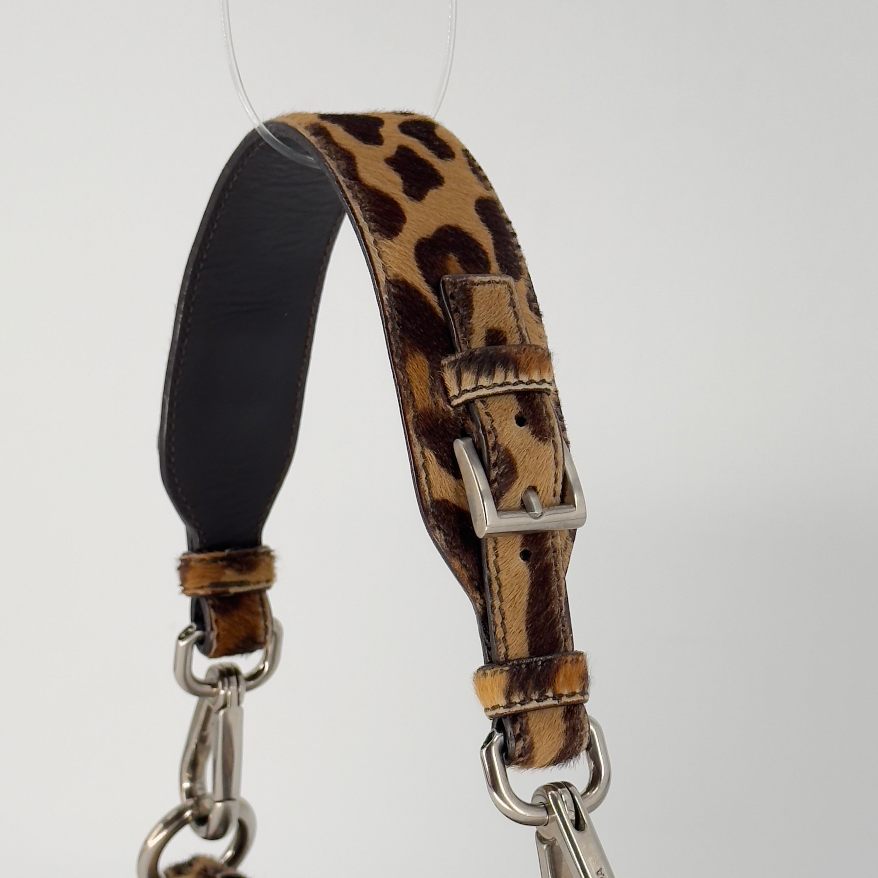 Prada Leopard Calf Hair Shoulder Bag Miele Moro