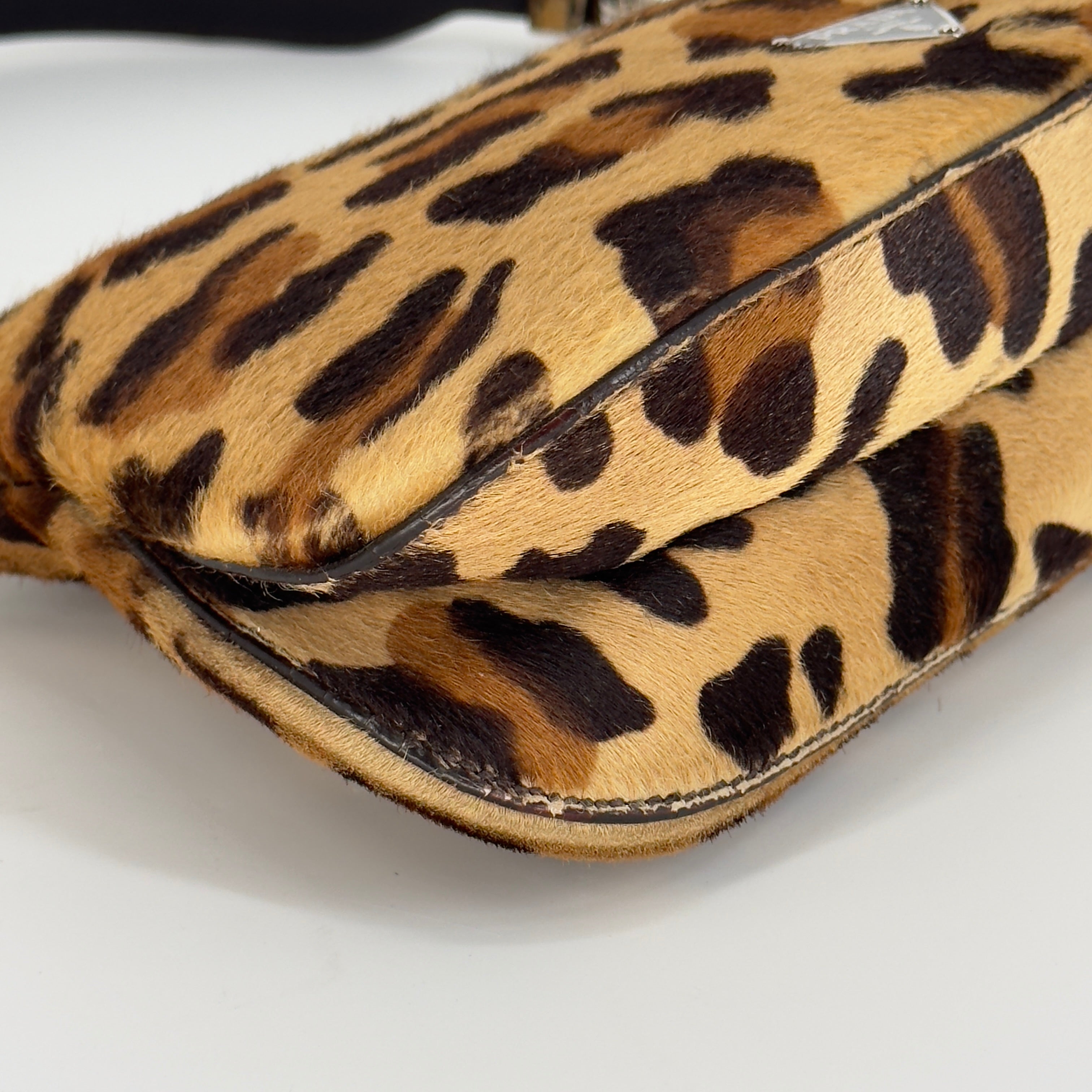 Prada Leopard Calf Hair Shoulder Bag Miele Moro