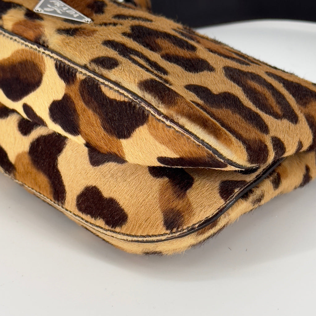 Prada Leopard Calf Hair Shoulder Bag Miele Moro