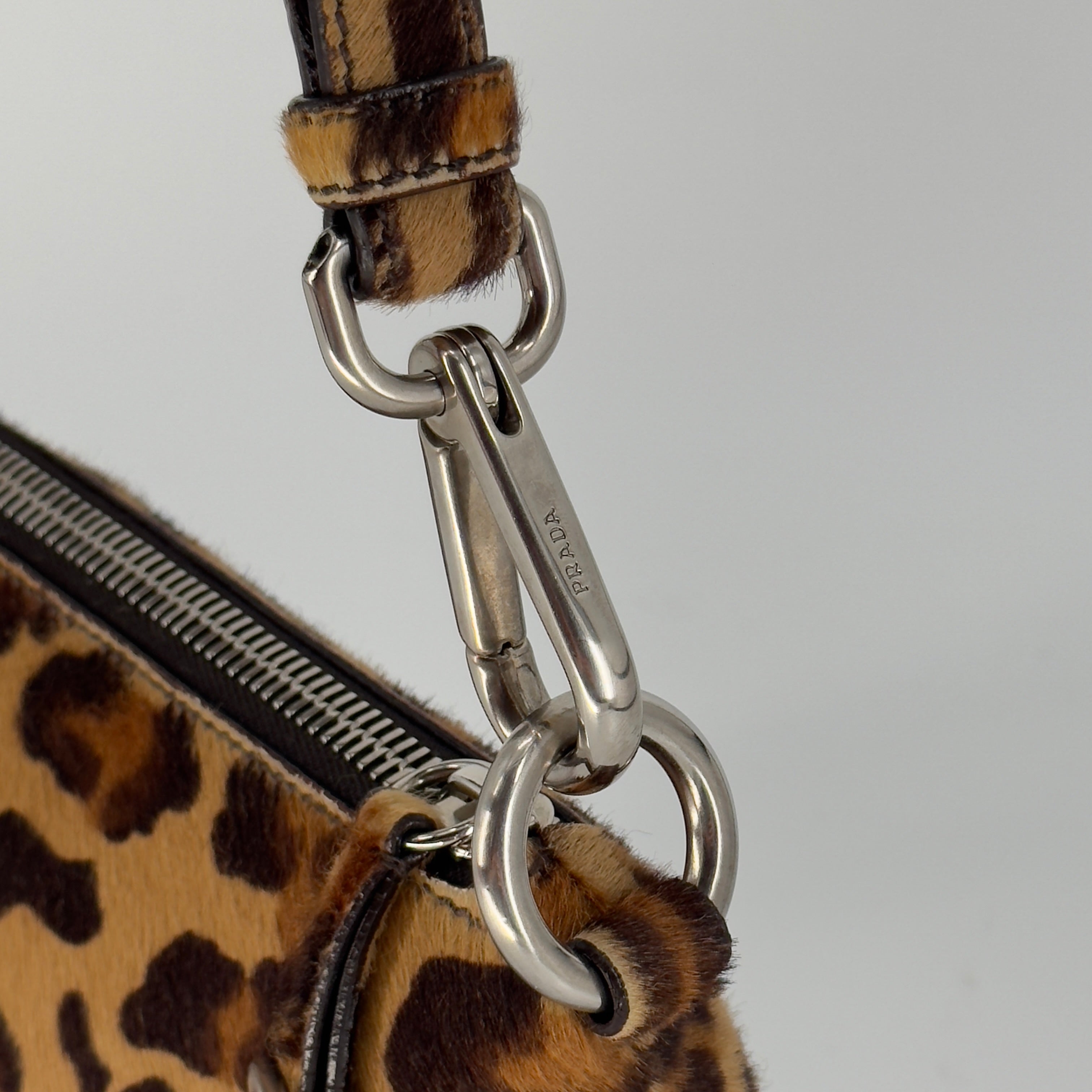 Prada Leopard Calf Hair Shoulder Bag Miele Moro